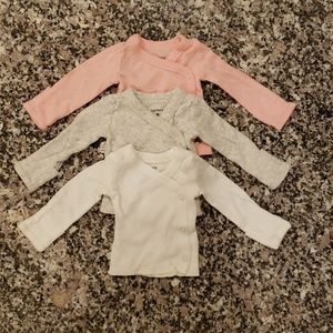 EUC. 3 preemie side snapped long sleeved shirts